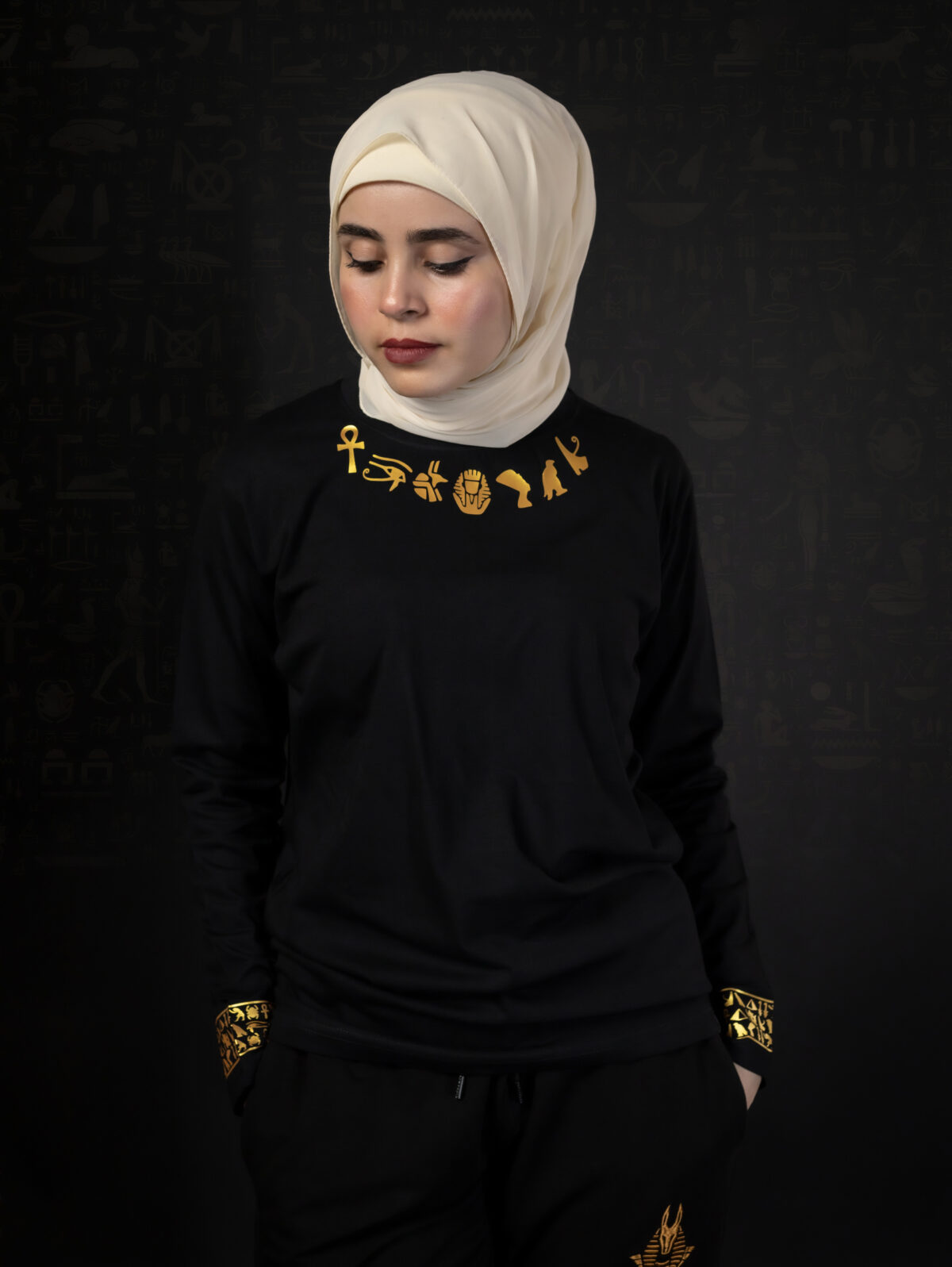Egyptian Symbols around neck T-shirt "Long Sleeve" - Image 6