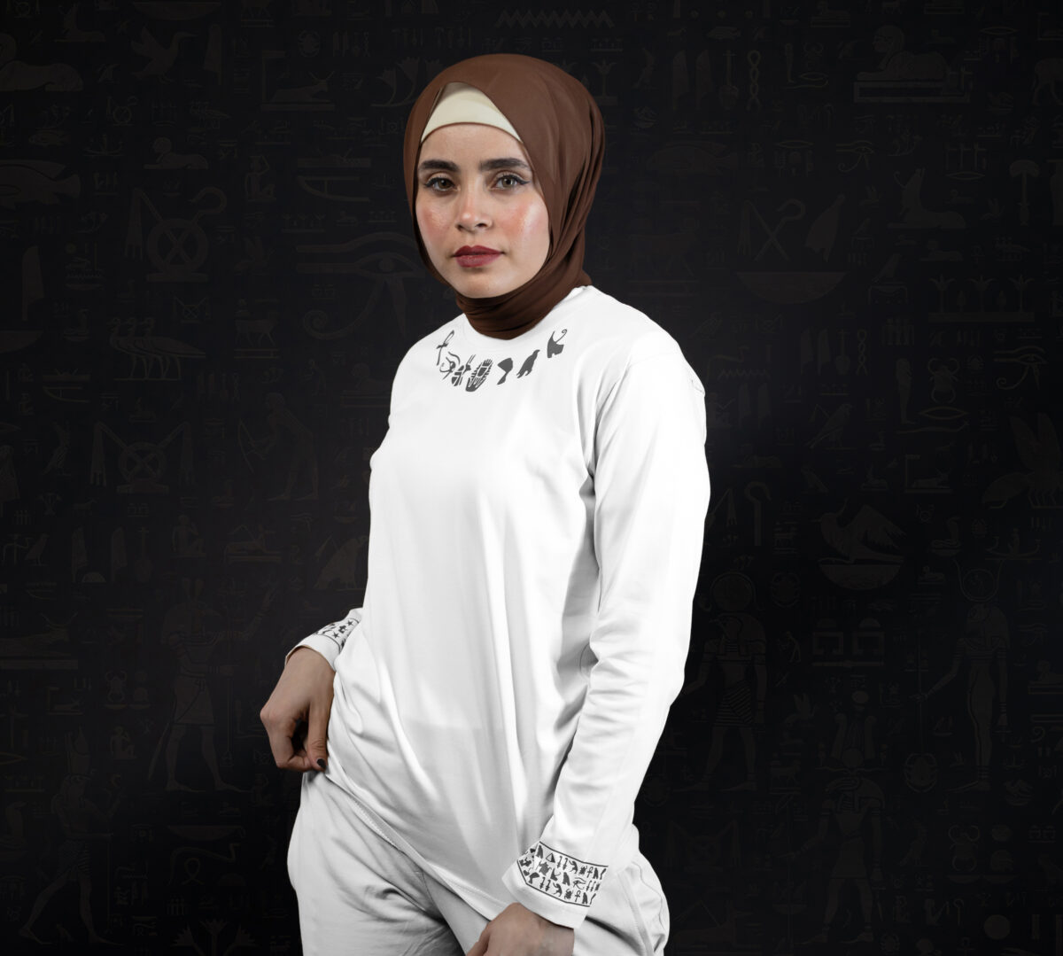 Egyptian Symbols around neck T-shirt "Long Sleeve" - Image 2