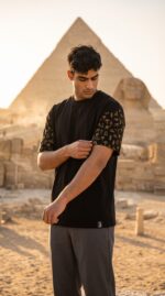 Oversize T-shirt - Egyptian symbols printed sleeves - Image 5