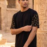 Oversize T-shirt - Egyptian symbols printed sleeves