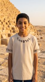 ⁦Egyptian Symbols around neck Kids T-Shirt⁩ - الصورة ⁦3⁩