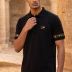 Black Polo shirt – Horus eye ( gold print )