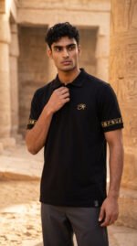Black Polo shirt – Horus eye ( gold print )