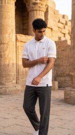 White Polo shirt - Horus eye ( gold print )